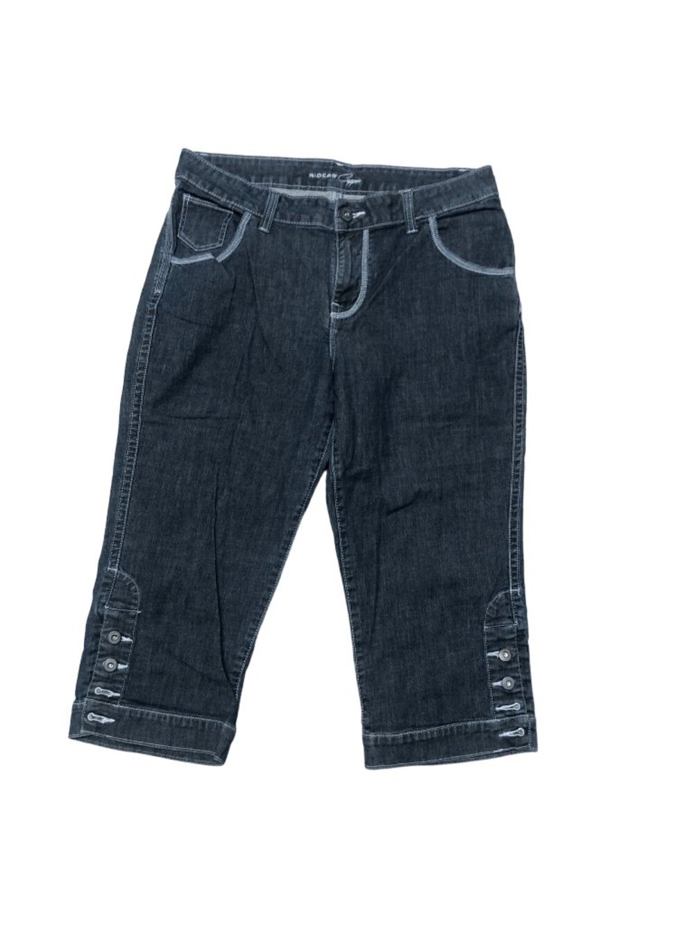 Riders Copper Capri Womens Size 13-14 Blue Denim White Stitching Stretch